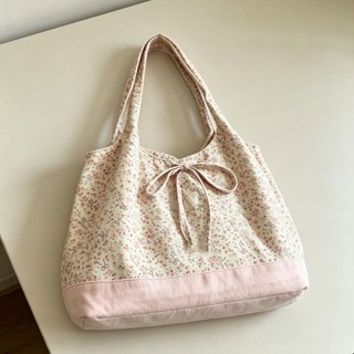 Túi vải canvas họa tiết hoa Hàn Quốc mới dành cho nữ sức chứa lớn túi tote đeo vai đi làm túi