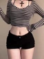 Quần short denim nâng hông màu đen 10.88 dành cho những cô nàng nóng bỏng, quần short siêu nhỏ cạp
