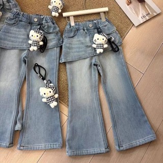 Quần jean có rèm che mông cho bé gái quần xuân thu bé gái quần bootcut bé gái quần ôm mùa xuân thu