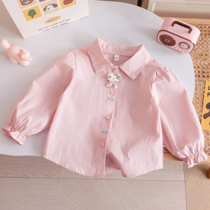 Bé Gái Hoạt Hình Dễ Thương Áo Sơ Mi 26 Xuân Thu Phong Cách Mới Áo Sơ Mi Cardigan Bé Gái Nguyên C