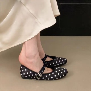 Giày đế mềm chấm bi siêu mềm dành cho nữ khóa kiểu mới đế phẳng Giày múa ba lê Mary Jane dành