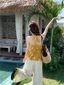 Thiết kế hot girl cổ chữ V in hình áo dây cổ yếm cho nữ mùa hè mới ngọt ngào giảm béo eo nụ h