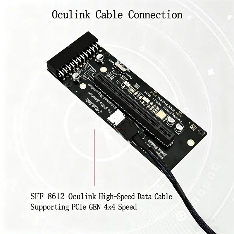 Oculink SFF-8612 sang PCI-E 4.0 X16 Adapter Riser Card 24Pin Nguồn điện ...
