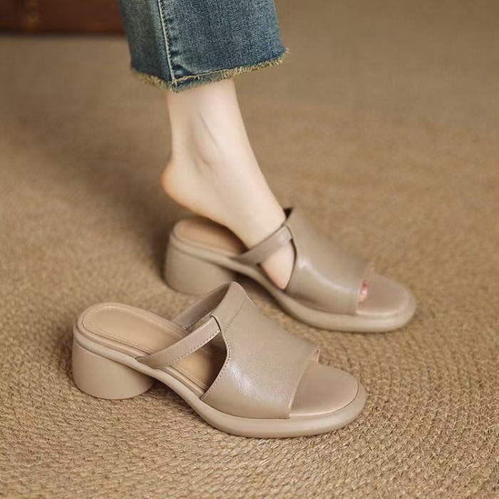 đôi dép lê đế mềm da mềm đế dày mùa hè dép sandal một dây thời trang mới đi chơi