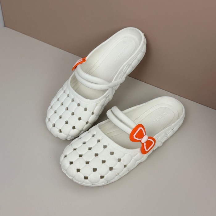 Nữ Rỗng Rỗng Giày Nữ Trắng Giày Sandal Mũi Đế Bằng Áo Khoác Ngoài Thoải Mái Nhẹ Mẹ Giày