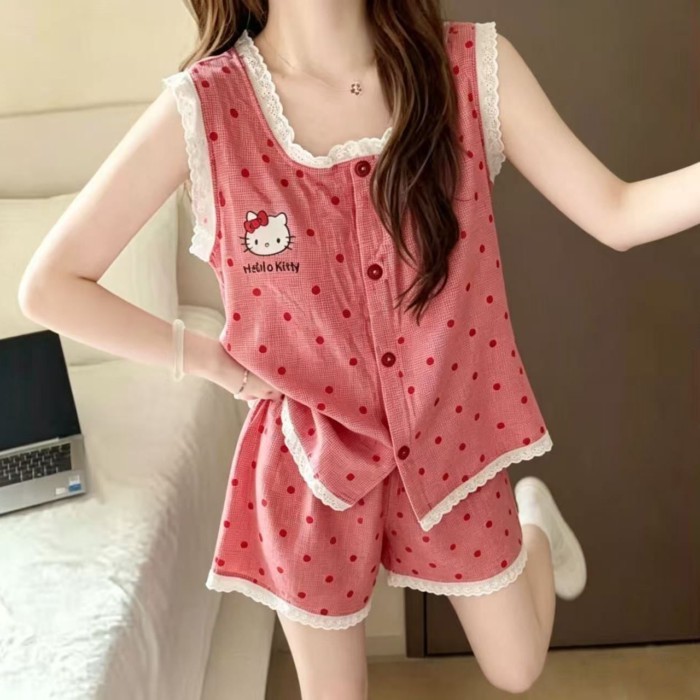 Yunduo Đai Cotton Miếng Lót Ngực Mùa Hè Suspender Hoạt Hình Dễ Thương Ngọt Ngào Nữ Bộ Đồ Ngủ Mặc Nh