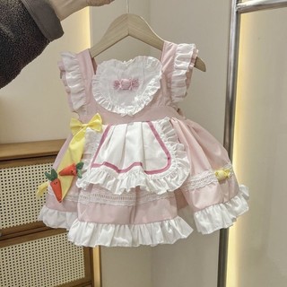 [Hàng có sẵn] Váy hầu gái ren hoa màu hồng cho thú cưng Mèo dễ thương 0,5-15kg