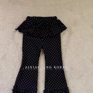 Quần dài xuân thu phong cách Hàn Quốc cho bé gái, quần culottes giả hai dây ống loe cho bé gái và q