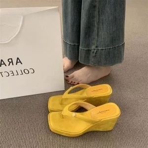 Giày xỏ ngón đế dày chiều cao nhỏ dành cho nữ Dép đế bệt mặc ngoài Dép xăng đan kiểu Pháp