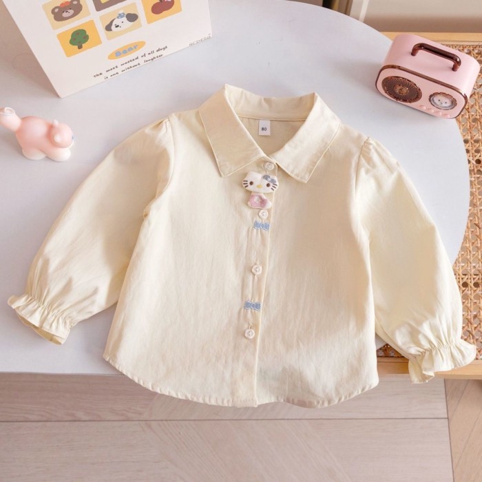 Bé Gái Hoạt Hình Dễ Thương Áo Sơ Mi 26 Xuân Thu Phong Cách Mới Áo Sơ Mi Cardigan Bé Gái Nguyên C