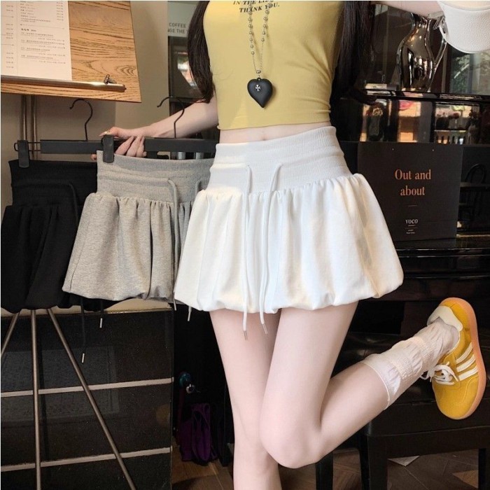Váy nụ hoa, váy ôm, váy tutu dây rút co giãn thông thường, váy mini thể thao