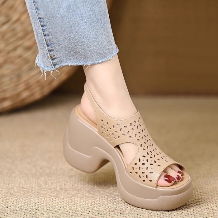 đôi dép La Mã đế dày bằng da mềm dành cho nữ, dép đế mềm có khóa một từ đế dày thoáng khí mùa hè
