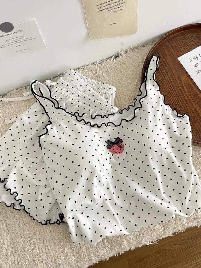 Yếm Một Mảnh Có Miếng Lót Ngực Cho Nữ Mùa Hè Tinh Khiết Ham Muốn Phong Cách Quần Short Chấm B