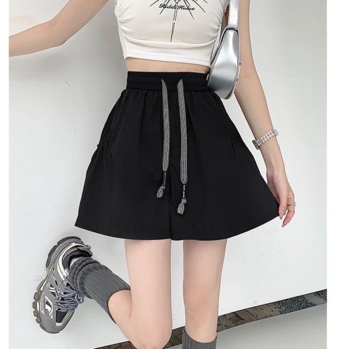 Quần short thể thao công sở khô nhanh, đồ ngủ rộng rãi mùa hè mới, chữ A rộng, lưng cao, chân