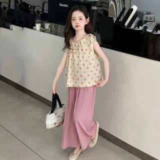 Bé Gái Bộ Đồ Mùa Hè Từ Trung Bình Đến Lớn Trẻ Em Bé Gái Rời Đa Năng Chấm Áo Sơ Mi Không Tay Quần Ốn