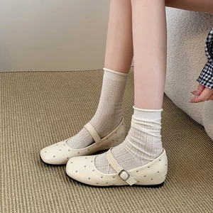 Cô Gái Ballet Một Khóa Flat Giày Ba Lê Bên Trong Tăng Chiều Cao Giày Đơn Mũi Vuông Đầu Xuân P