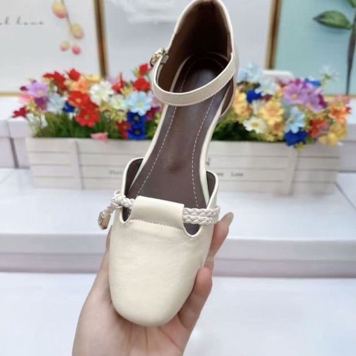Giày sandal mũi nhọn da mềm cổ tích mùa hè dành cho nữ, phong cách cổ điển thoải mái, thời trang và