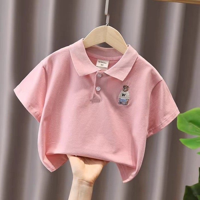 Áo sơ mi POLO trẻ em  phong cách Hàn Quốc mềm mại, thoải mái, ve áo rộng vừa vặn, đa năng, nhẹ