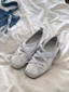 Màu Xám Retro Quai Nơ Phong Cách Ballet Giày Mary Jane Cho Nữ Mùa Xuân Mới Dẹt Giày Đơn