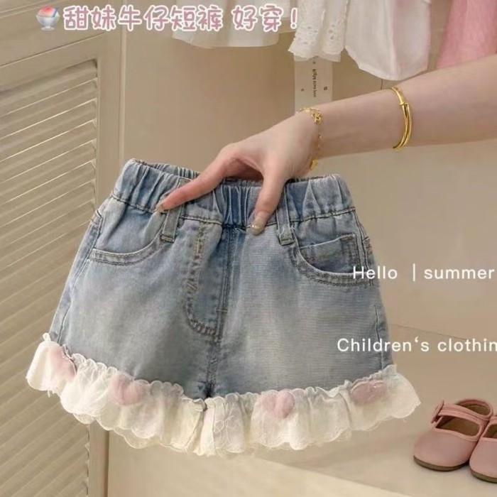 Quần Short Denim Phong Cách Mới Cho Bé Gái Quần Short Denim dáng Rộng Thời Trang