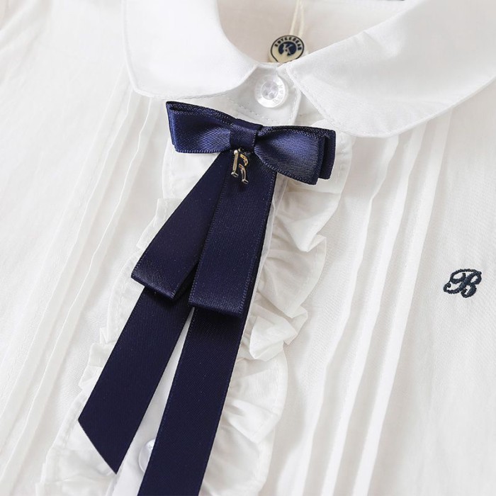 Áo sơ mi nữ ngắn tay có cổ nơ mới áo sơ mi cotton