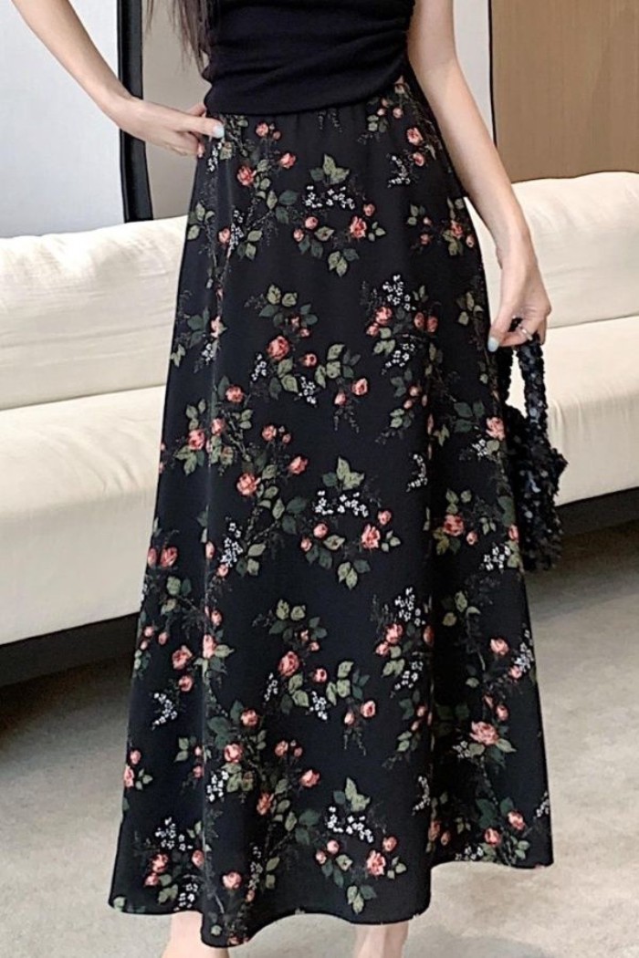 plus size váy hoa đẹp độc đáo mùa hè dành cho nữ giảm béo che bụng váy chữ A dài vừa phải