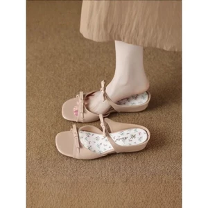 Dép hoa một dây nâng cao bên trong cho nữ đi sandal hở mũi phong cách ngọt ngào
