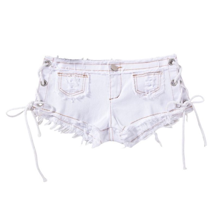 Quần short denim phong cách retro của Mỹ dành cho nữ, thiết kế lưng thấp, quần short ôm, quần