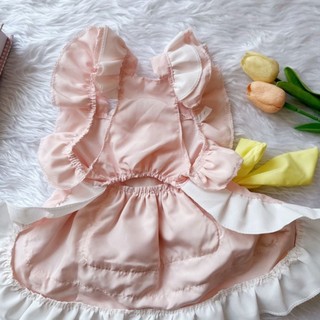 [Hàng có sẵn] Váy hầu gái ren hoa màu hồng cho thú cưng Mèo dễ thương 0,5-15kg