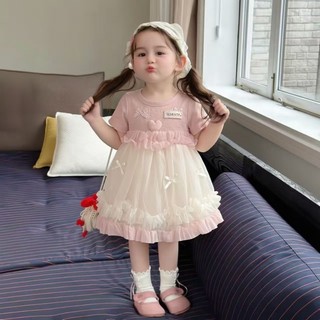 Váy gạc bé váy mùa hè siêu cổ tích cho bé mùa xuân cổ tròn ngọt ngào