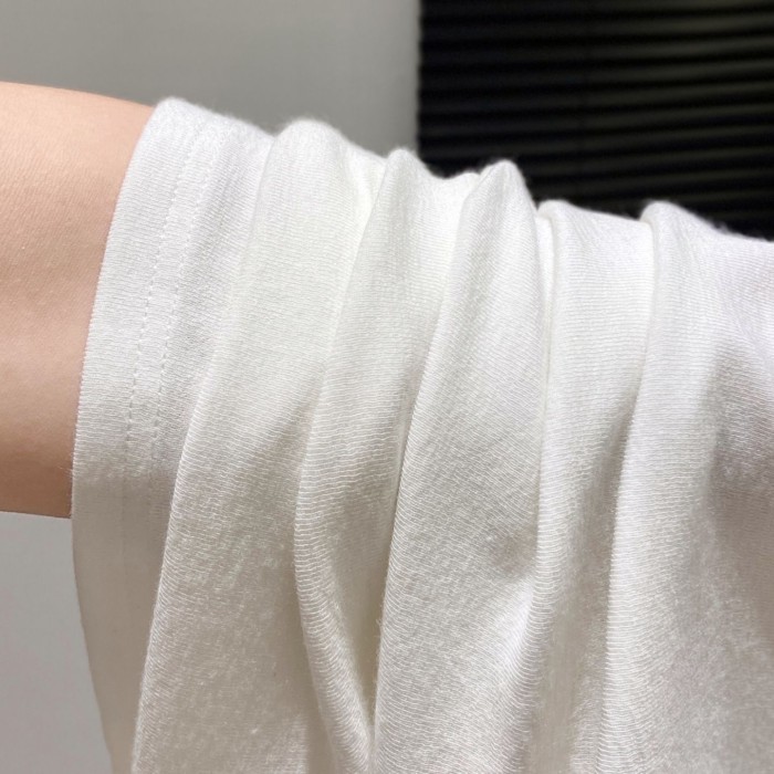Cotton Trắng Hải Quân Vai Phải Áo Thun Nữ Tay Ngắn Mùa Hè Khe Slim Fit Phong Cách Hàn Quốc Áo Sơ