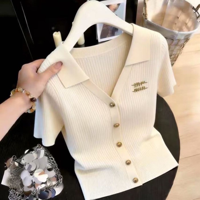 Áo thun nữ cổ polo lụa băng, sơ mi slim, áo thun ngắn tay mới ra mắt cho nữ