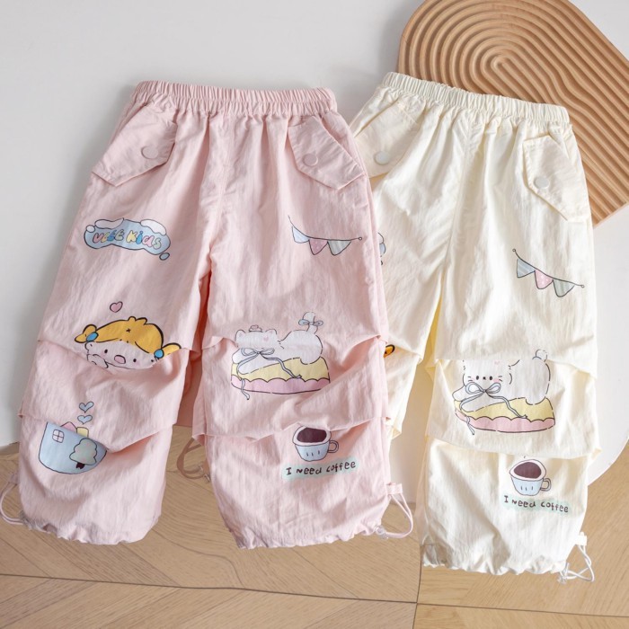 Mori Girls Xuân Hè Bé Gái Chống Muỗi Quần Mới Hoạt Hình Thời Trang Trẻ Em Graffiti Chân Áo Li