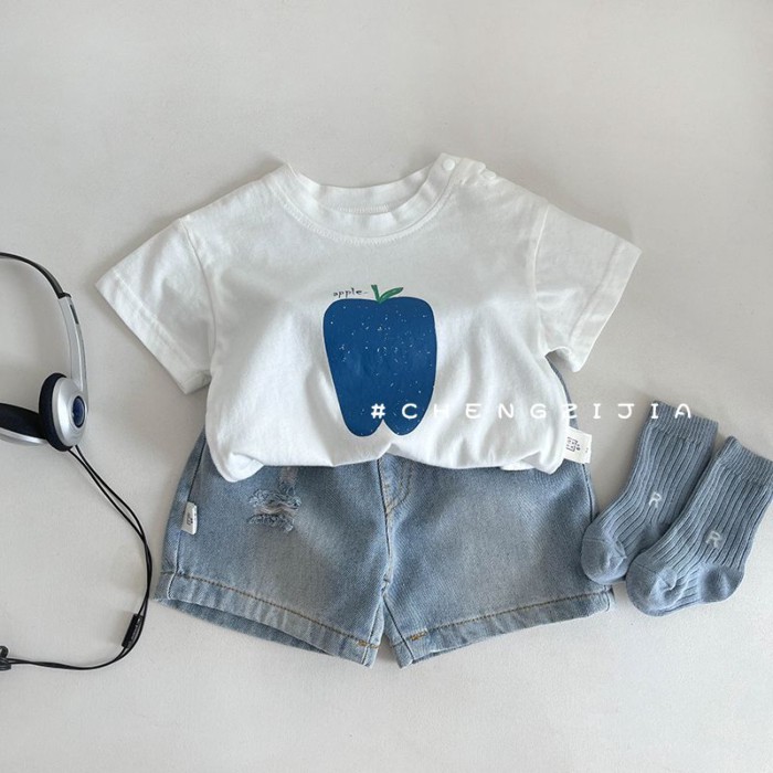Quần Short Denim Cho Bé Gái Áo Khoác Ngoài Phong Cách Mỏng Mùa Hè Quần Năm Cấp Phong Cách Phương