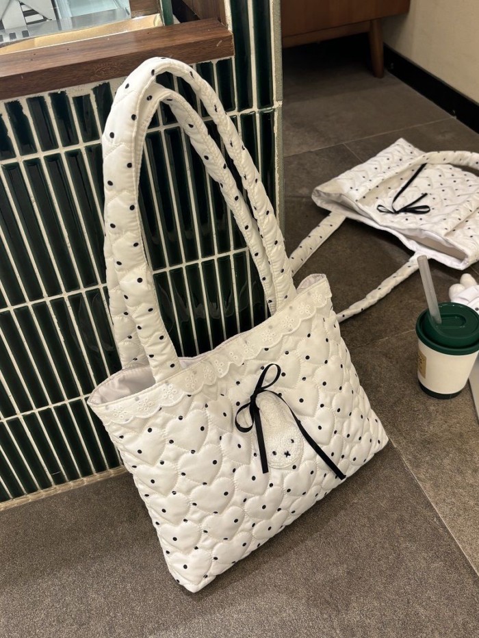 Phong cách Hàn Quốc chấm bi tình yêu cotton Miffy Túi đeo vai đa năng dễ thương Túi đeo vai t