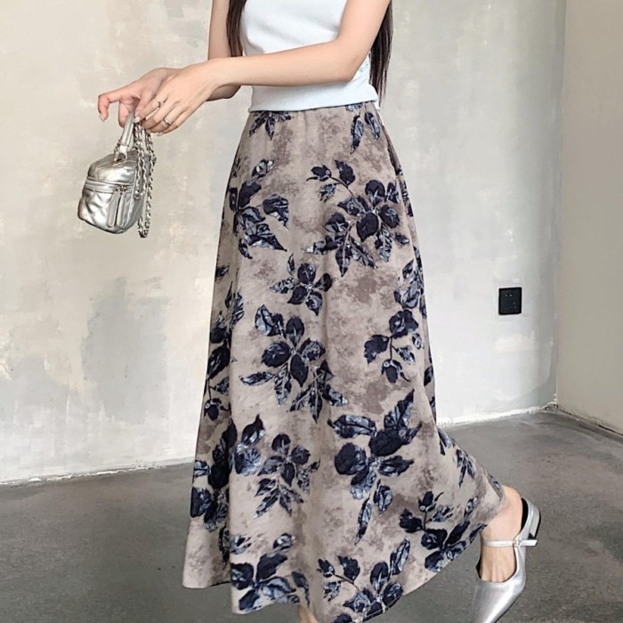 plus size váy hoa đẹp độc đáo mùa hè dành cho nữ giảm béo che bụng váy chữ A dài vừa phải