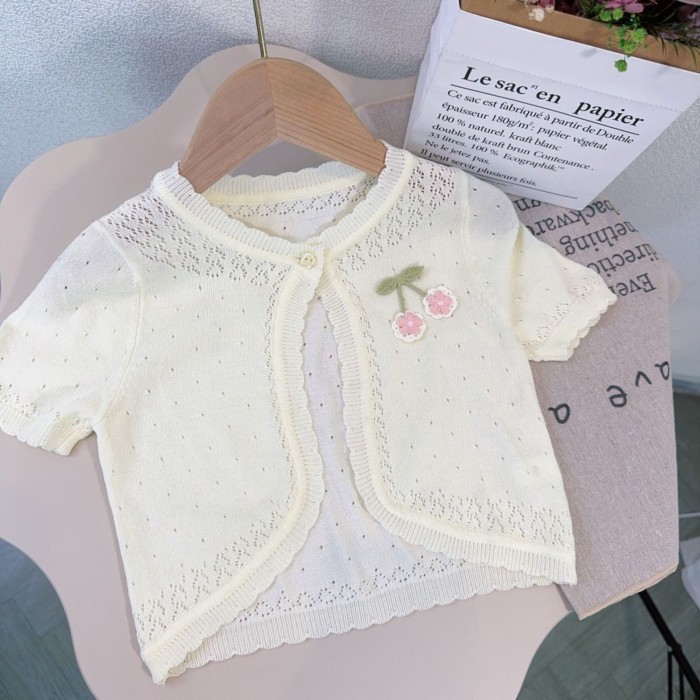 cô gái điều hòa không khí cardigan bé mặc bên ngoài công chúa nhỏ bé áo khoác mỏng băng lụa khăn