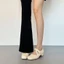 Trắng Nhẹ Nhàng Giày Ba Lê Mũi Vuông Nữ Buộc Dây Dẹt Tăng Chiều Cao Da Mềm Giày Mary Jane