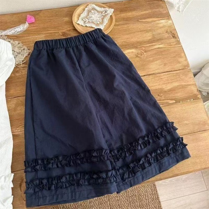 Quần bé gái mùa hè mới quần thẳng ống rộng cotton nguyên chất quần ống rộng viền mỏng thoáng