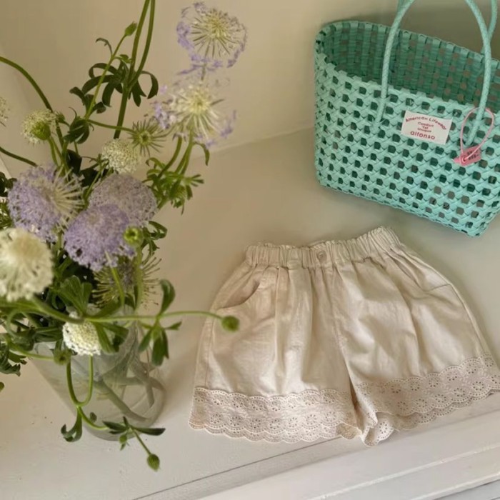 bé gái nguyên chất quần short cotton đơn giản và đa năng màu trơn dáng rộng thoáng khí quần r
