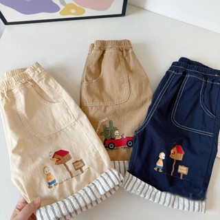 Quần mỏng mùa hè dành cho trẻ em ~ Quần short cuộn tròn bằng vải cotton nguyên chất kiểu Nhật