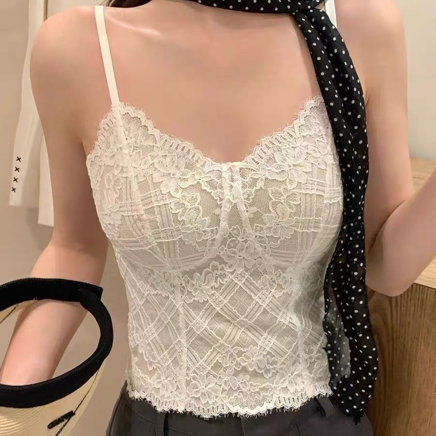 Mùa xuân hè 2026 - Camisole nữ ren cao cấp, có miếng lót ngực, thiết kế mới để mặc bên ngoài