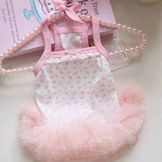 [Sẵn Sàng] Đầm Công Chúa Lông Tơ Phong Cách Ba Lê Dễ Thương Xuân Hè Mèo Thoáng Khí Chó Nhỏ Maltese Shih Tzu Quần Áo Thú Cưng 0.5-7kg