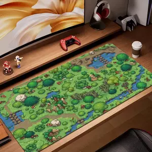 Retro Chơi Game Rừng Xanh Pixel Nghệ Thuật Bàn Thảm Màu Be Nâu Xanh Lá Cây Lớn Miếng Lót Chuột Dễ Thương Chiến Tranh Trò Chơi Cổ Tay Còn Lại Bàn Trang Trí