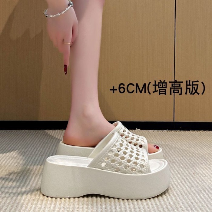 Dép đế dày đế dày mặc ngoài mùa hè kèm váy nữ, dép xỏ ngón khoét rỗng cao cấp dành cho nữ