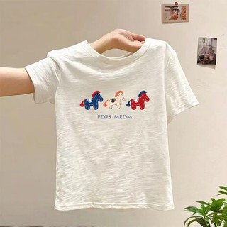 Áo thun dáng rộng tay ngắn in hình bông tuyết cổ tròn dành cho bé gái mùa hè