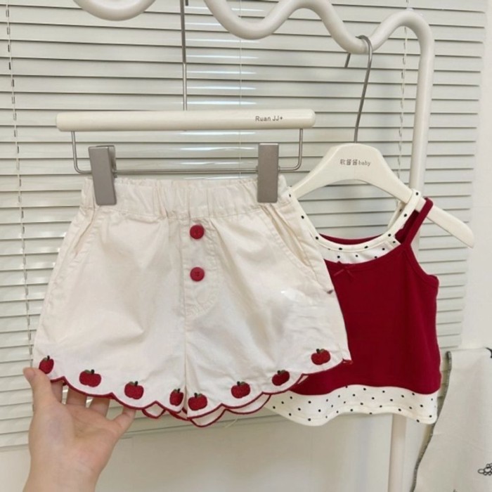Bộ Đồ Mùa Hè Cho Bé Gái Áo Vest Hai Mảnh Quần Short Giả Mùa Hè Bé Gái Đa Năng Trẻ Em Phong Cá