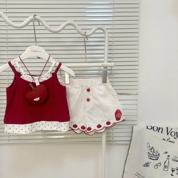 Bộ Đồ Mùa Hè Cho Bé Gái Áo Vest Hai Mảnh Quần Short Giả Mùa Hè Bé Gái Đa Năng Trẻ Em Phong Cá