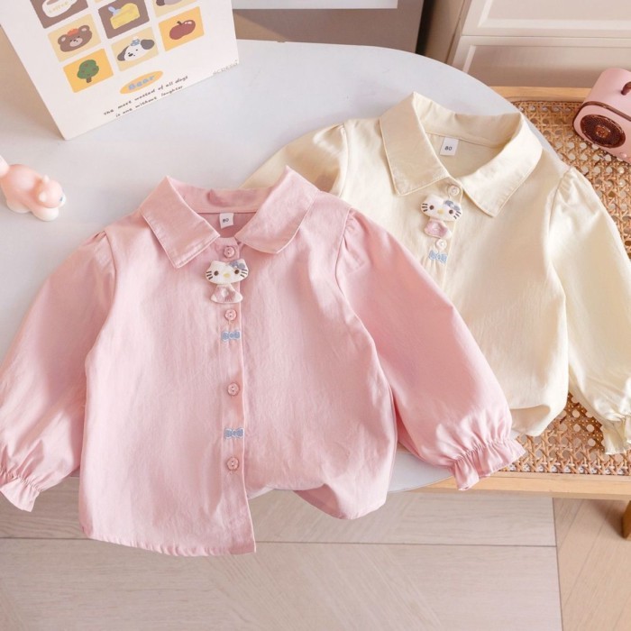 Bé Gái Hoạt Hình Dễ Thương Áo Sơ Mi 26 Xuân Thu Phong Cách Mới Áo Sơ Mi Cardigan Bé Gái Nguyên C