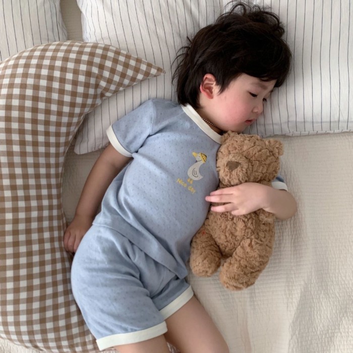 Trẻ em thở cotton quần áo ở nhà bé gái mùa hè hoạt hình nguyên chất cotton ngắn tay quần shor